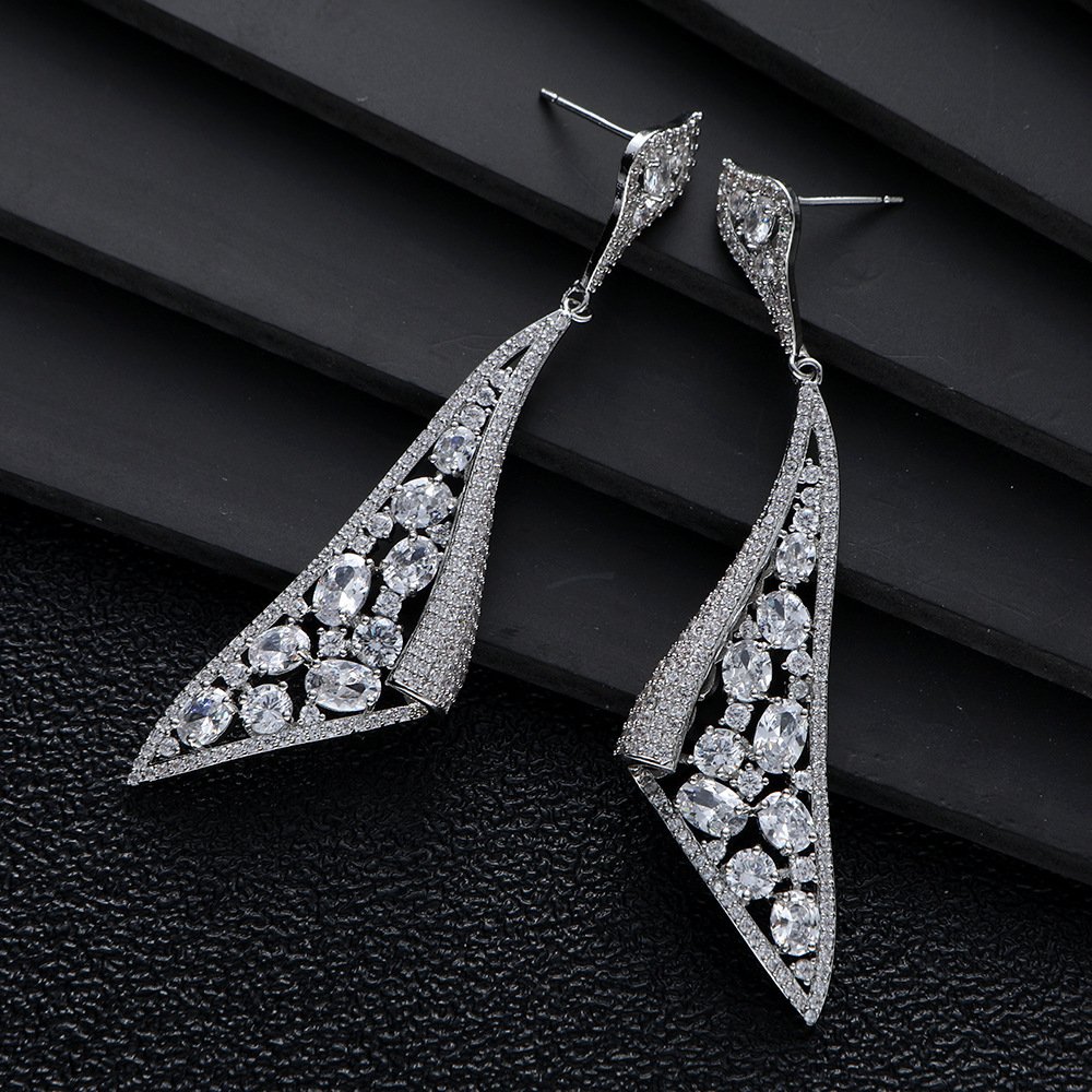 Heavy-duty Large Tree Leaf Oval Teardrop Long Earrings - Image 2