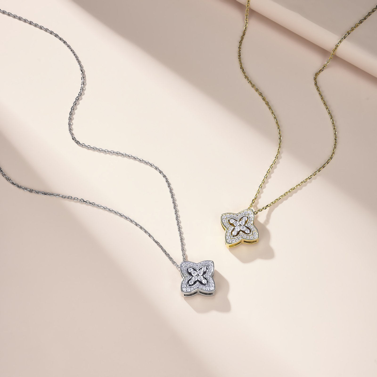 S925 Sterling Silver Pave Clover Moissanite Necklace 40-45cm D Color VVS1 Silver Gold Dual Tone GRA Certified Gift Box - Image 9