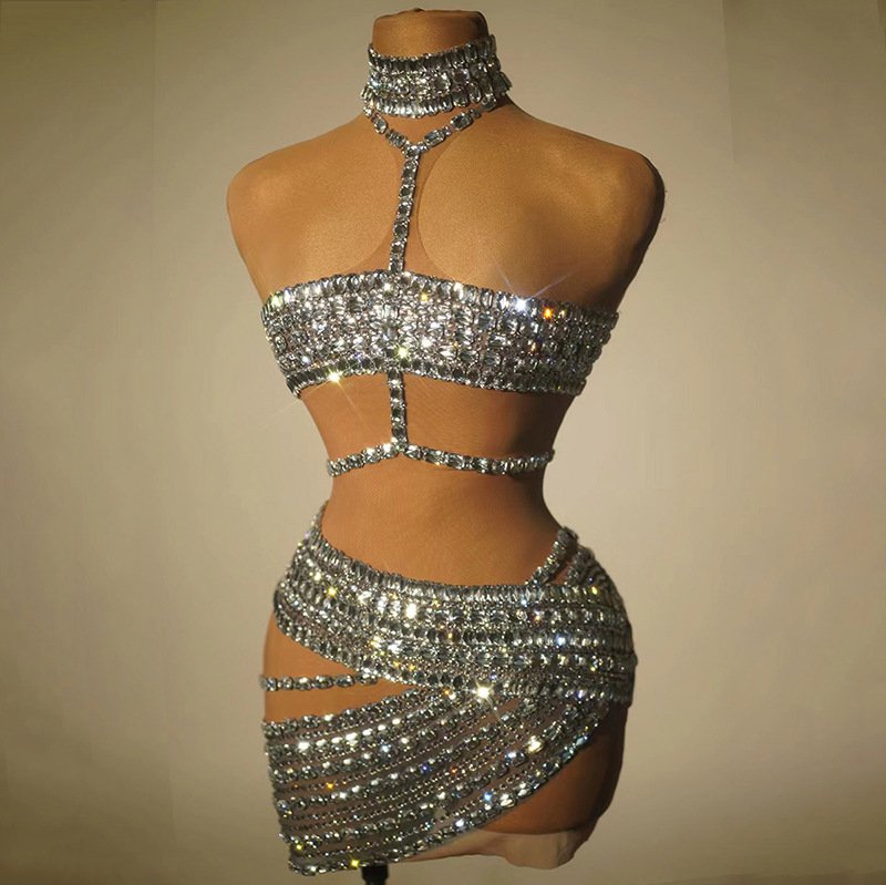 High-end And Fashionable Rhinestone Tube Top Short Skirt Top Vest - Image 10