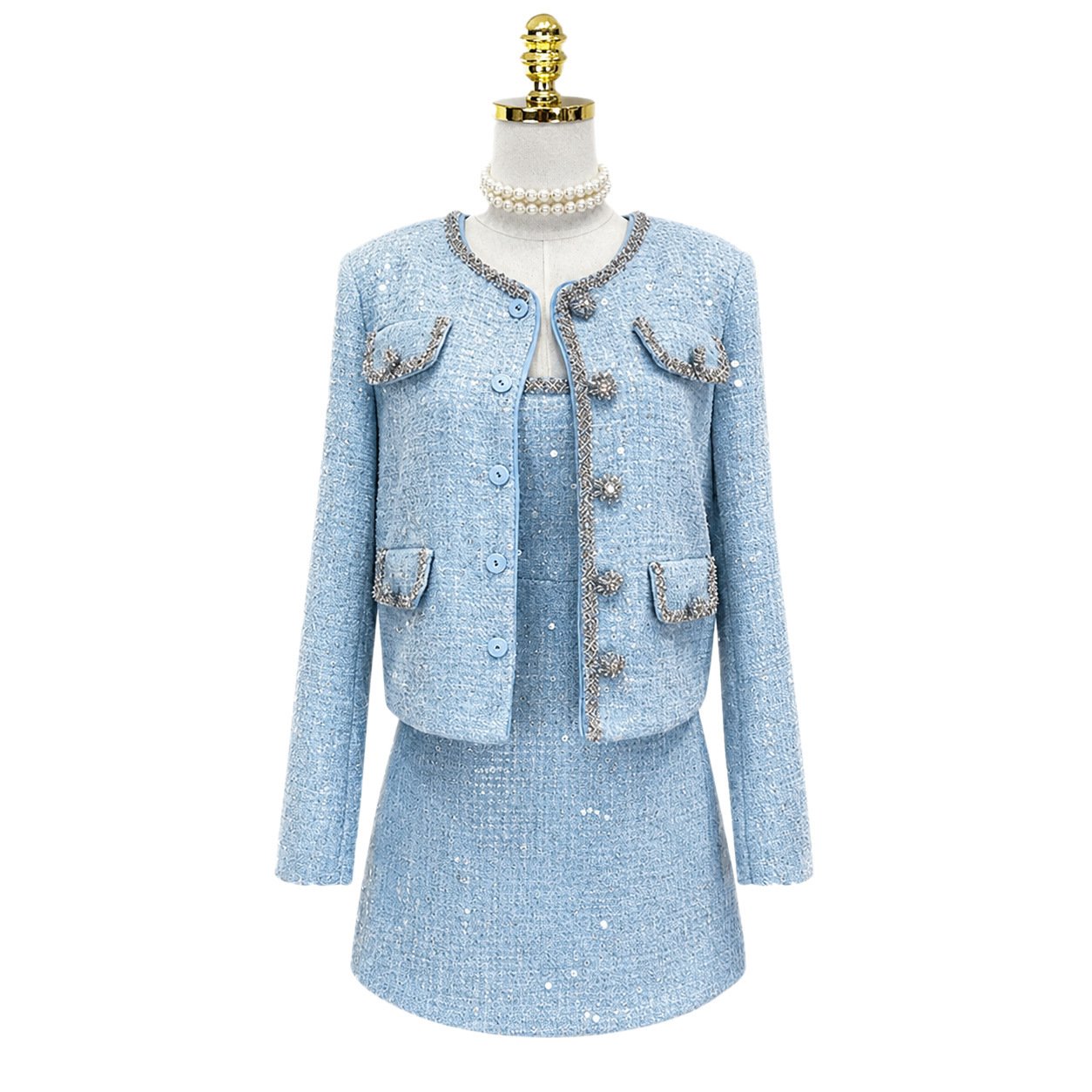 Light Blue Chanel-style Sequin Set - Image 5