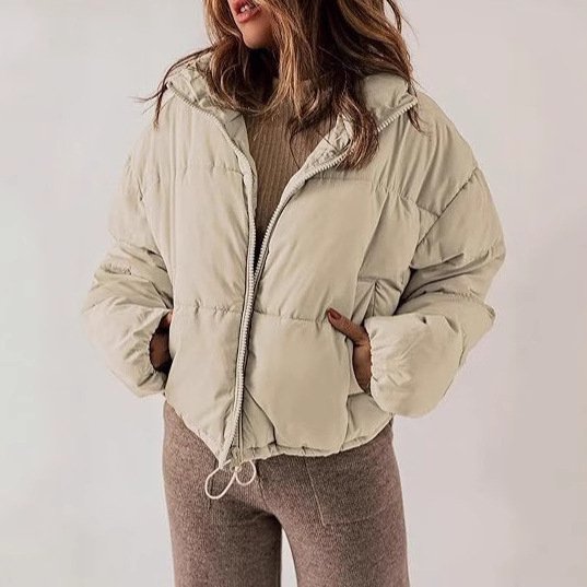 Stand-collar Puffer Cotton-padded Coat For Petite Figures - Image 4