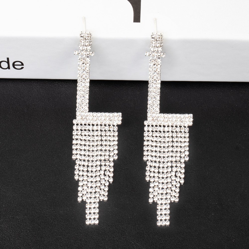 Fashion Jewelry 925 Silver Needle Ornaments Rhinestone Letter B Earrings Banquet Tassel Ear Ornaments Female - Image 10