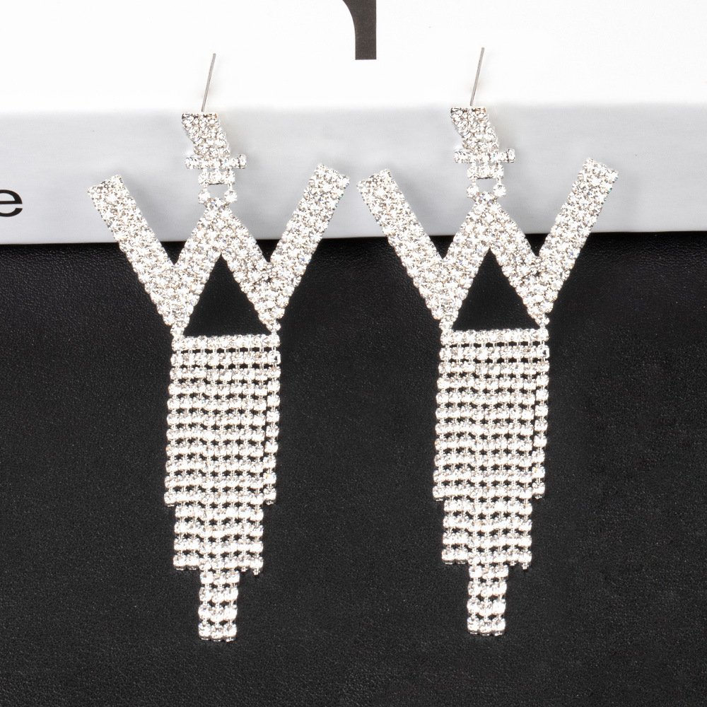 Fashion Jewelry 925 Silver Needle Ornaments Rhinestone Letter B Earrings Banquet Tassel Ear Ornaments Female - Image 5