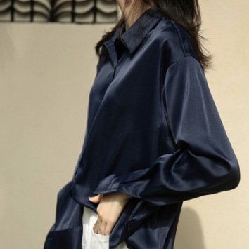 Women's Long-sleeved Satin Shirt - Image 8