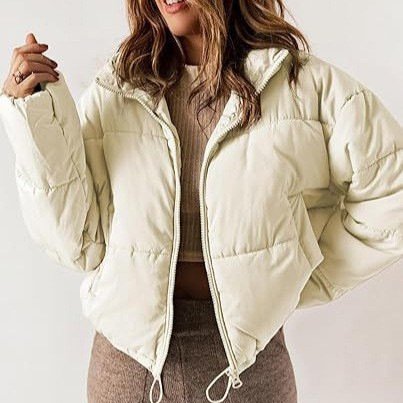 Stand-collar Puffer Cotton-padded Coat For Petite Figures - Image 6