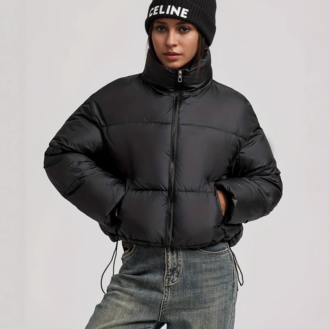 Stand-collar Puffer Cotton-padded Coat For Petite Figures - Image 5