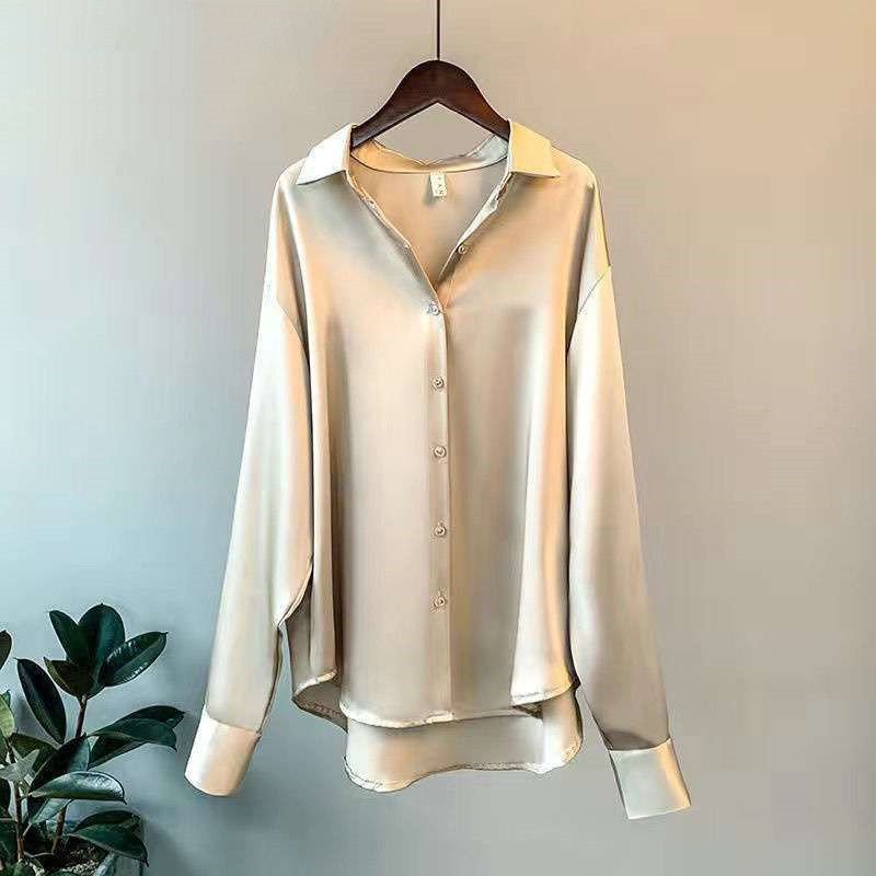 Women's Long-sleeved Satin Shirt - Image 5