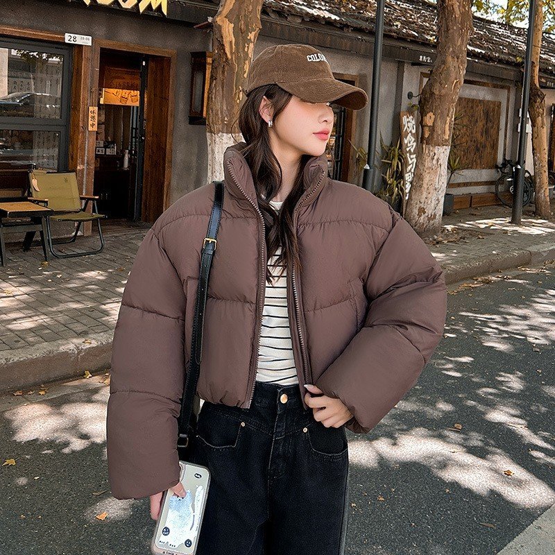 Stand-collar Puffer Cotton-padded Coat For Petite Figures - Image 8