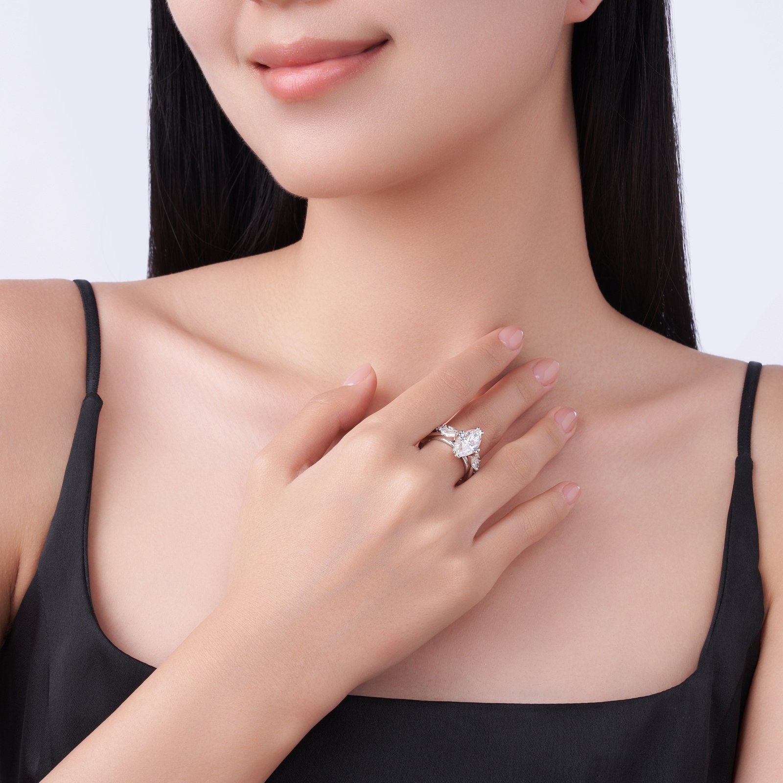 Engraved With Top-quality Moissanite, This Luxurious And Fashionable Minimalist Jewelry Set Features Exquisite Silver Accessories For Ladies. Made Of S925 Silver With Electroplated Platinum. - Image 6