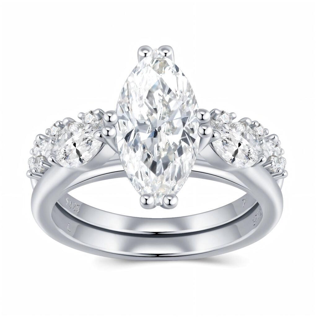 Engraved With Top-quality Moissanite, This Luxurious And Fashionable Minimalist Jewelry Set Features Exquisite Silver Accessories For Ladies. Made Of S925 Silver With Electroplated Platinum.