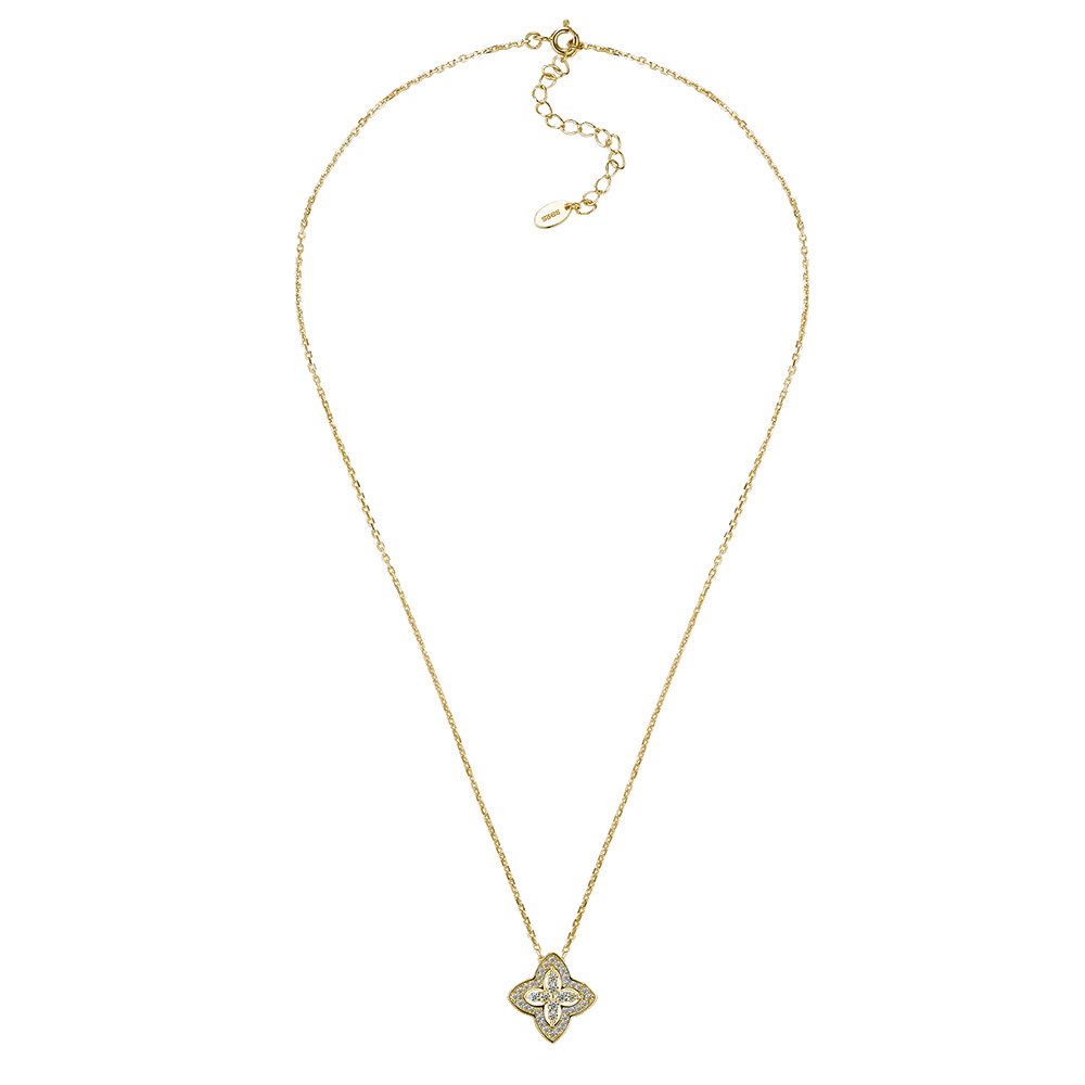 S925 Sterling Silver Pave Clover Moissanite Necklace 40-45cm D Color VVS1 Silver Gold Dual Tone GRA Certified Gift Box - Image 5