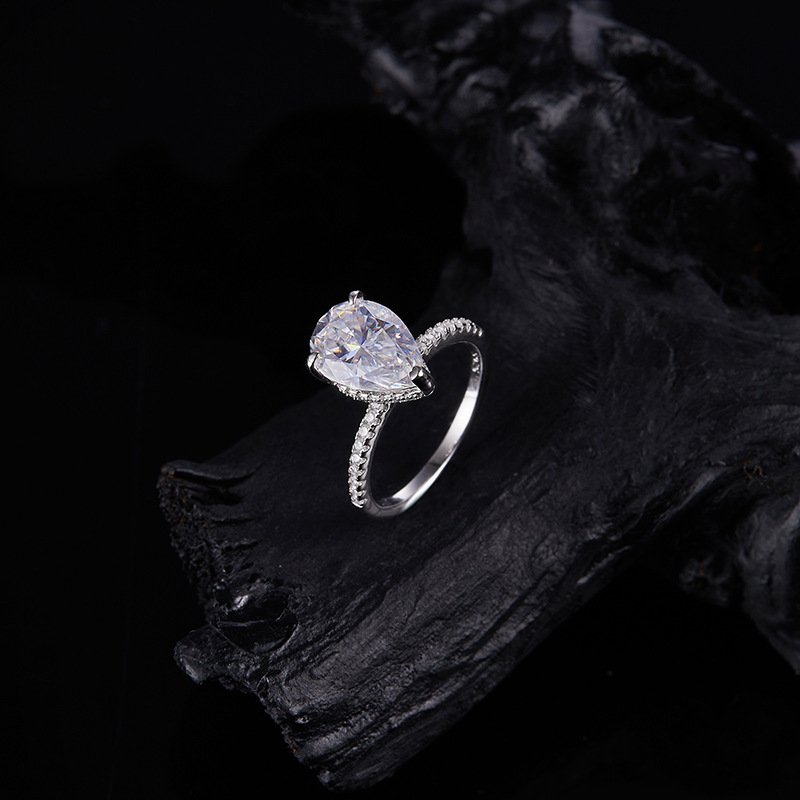 Pearshaped Moissanite Princessflower Ring For Women