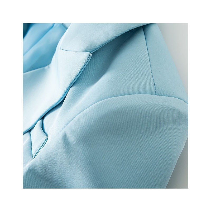 Light Blue Elegant Double-breasted Blazer - Image 6