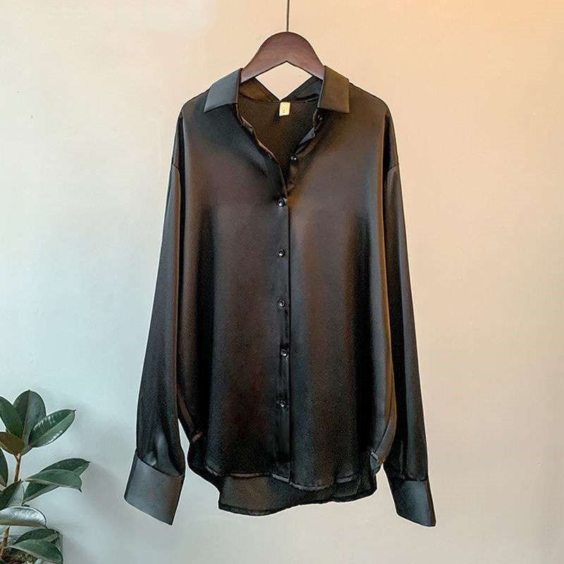 Women's Long-sleeved Satin Shirt - Image 2