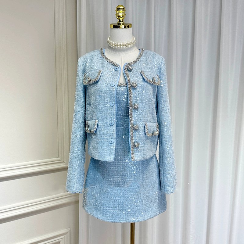Light Blue Chanel-style Sequin Set