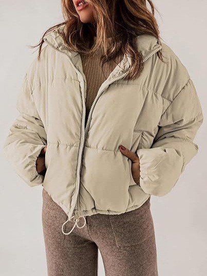 Stand-collar Puffer Cotton-padded Coat For Petite Figures - Image 3