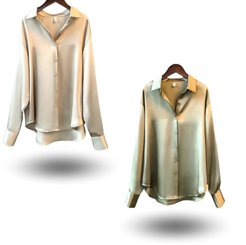 Women's Long-sleeved Satin Shirt - Image 6