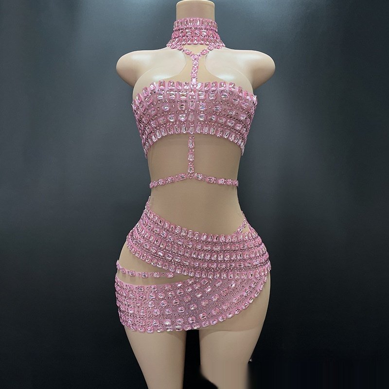 High-end And Fashionable Rhinestone Tube Top Short Skirt Top Vest - Image 3