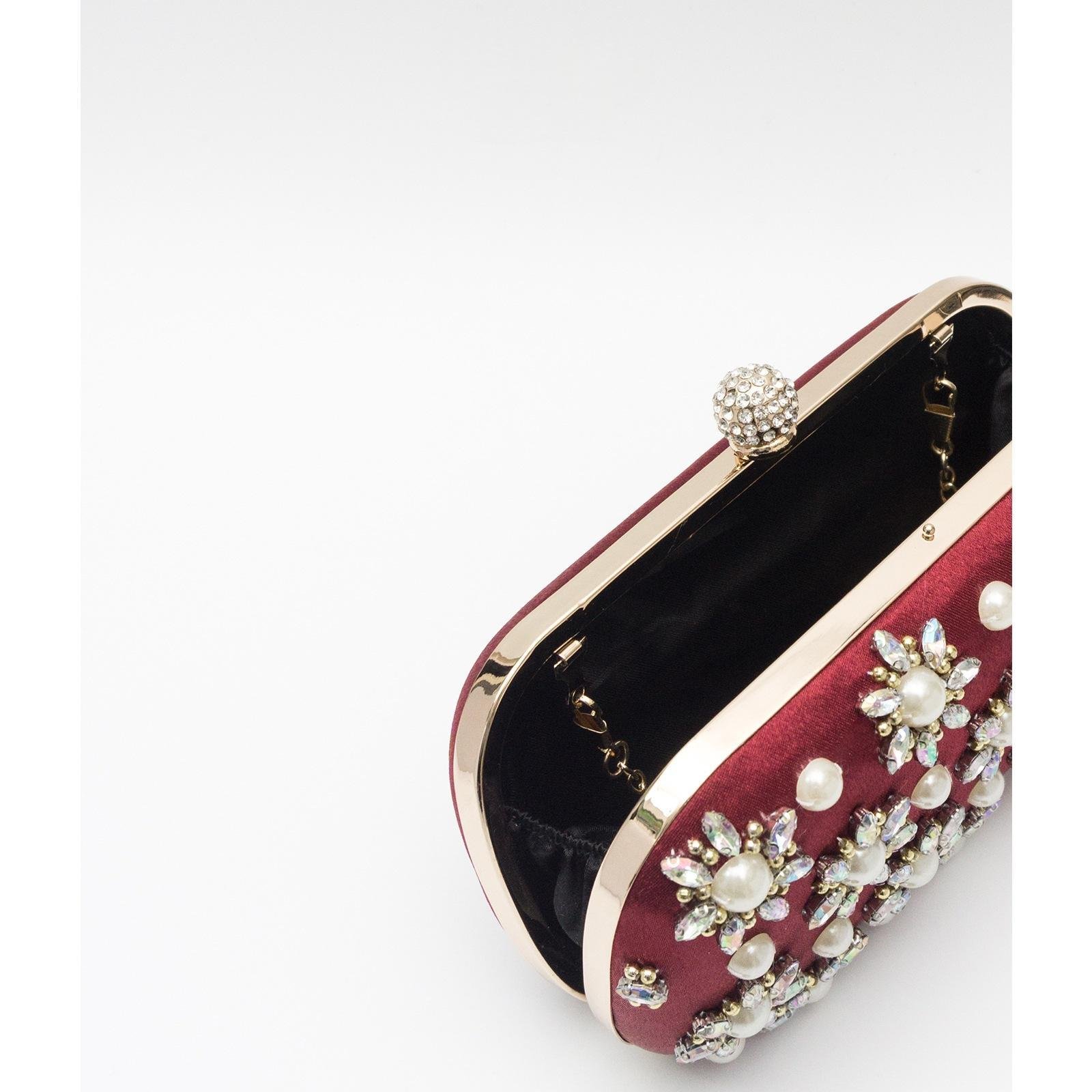 Pearl-Color Diamond Flower Evening Bag For Formal Wear - Image 8