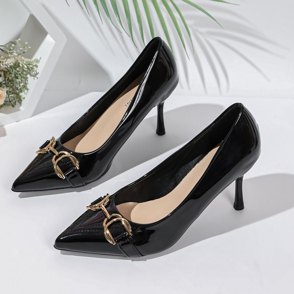 Elegant Sexy Patent Leather Nude High Heels For Women 2026 Spring Summer New Pointed Toe Low Cut Medium Stiletto Pumps - Image 10