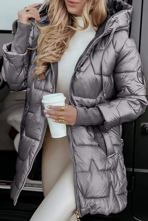 Elegant Winter Hooded Down Jacket Cardigan Coat - Image 10