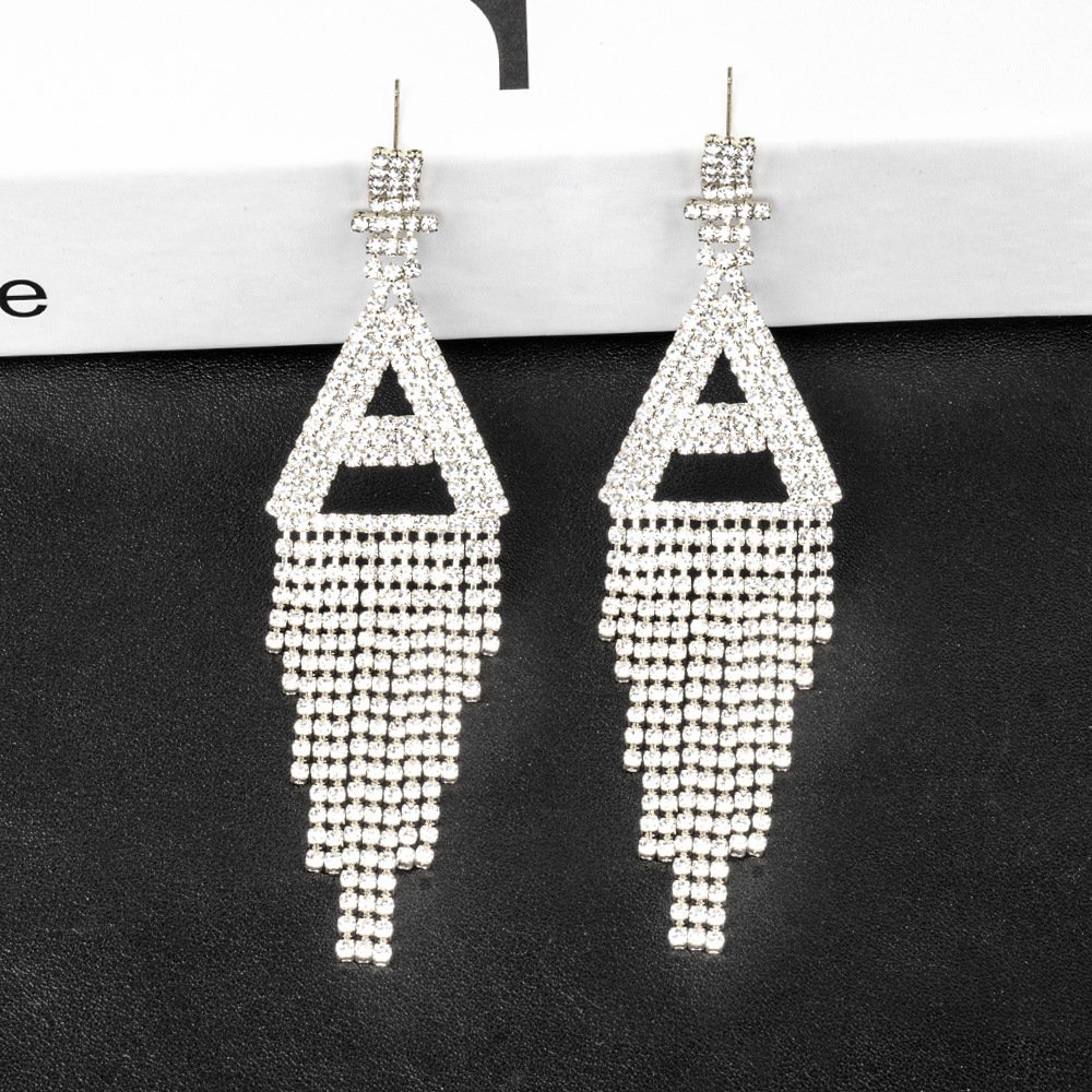 Fashion Jewelry 925 Silver Needle Ornaments Rhinestone Letter B Earrings Banquet Tassel Ear Ornaments Female - Image 2