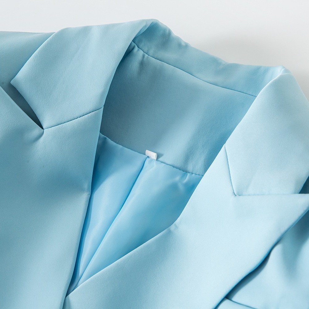 Light Blue Elegant Double-breasted Blazer - Image 5