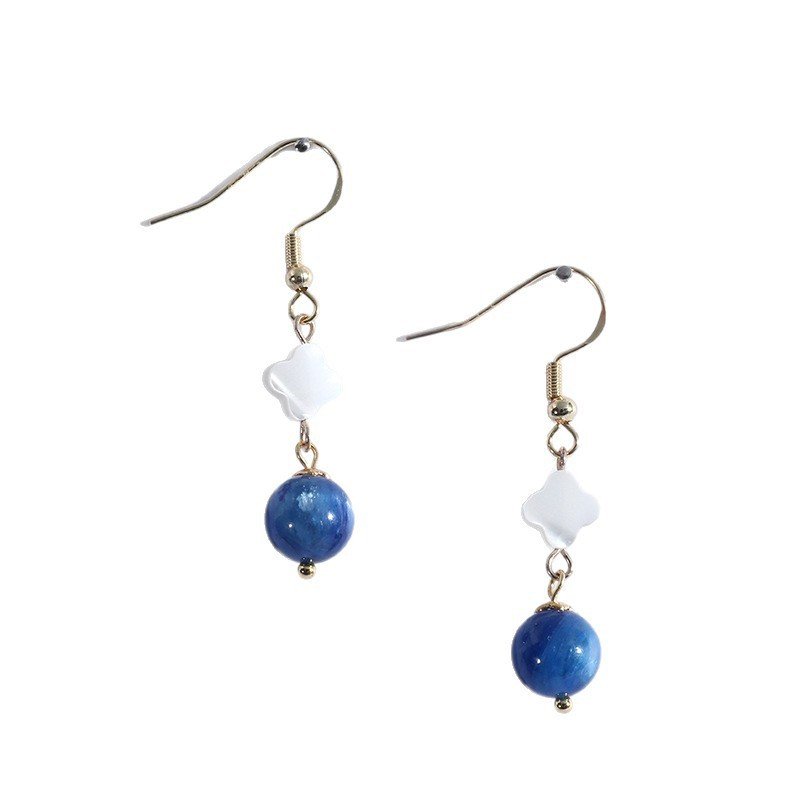 Original Natural White Shell And Kyanite Vintage-style Earrings - Image 5