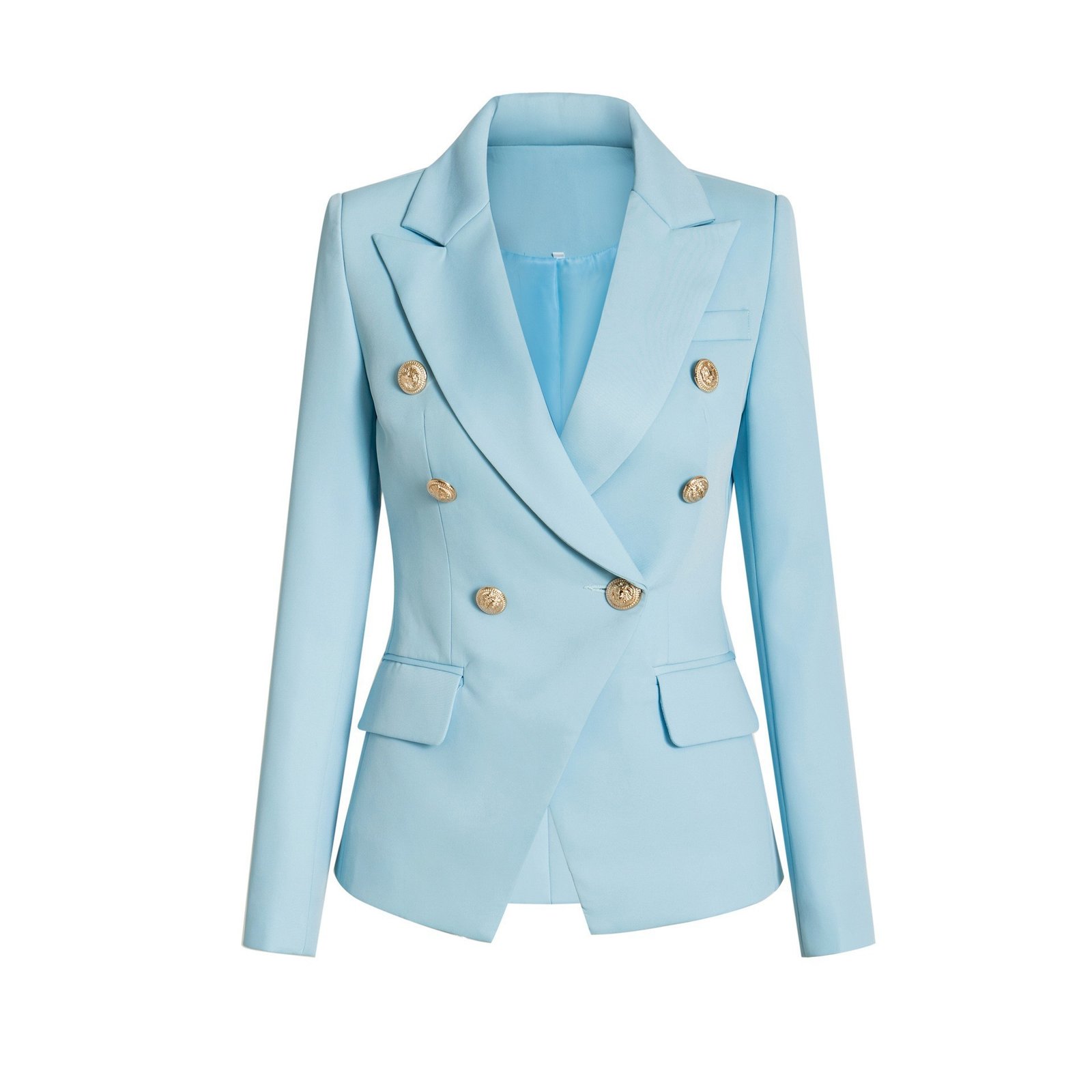 Light Blue Elegant Double-breasted Blazer - Image 2