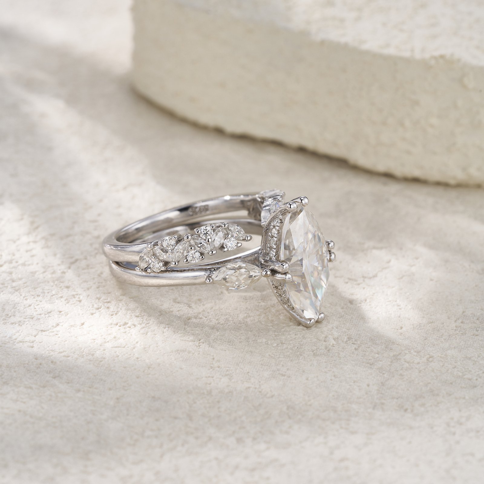 Engraved With Top-quality Moissanite, This Luxurious And Fashionable Minimalist Jewelry Set Features Exquisite Silver Accessories For Ladies. Made Of S925 Silver With Electroplated Platinum. - Image 2